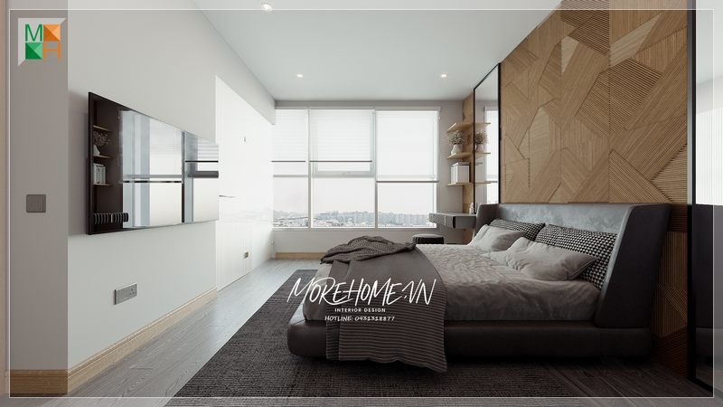 Ấn tượng với mẫu thiết kế phòng ngủ chung cư hiện đại được thiết kế bởi đội ngũ KTS tại Morehome.
