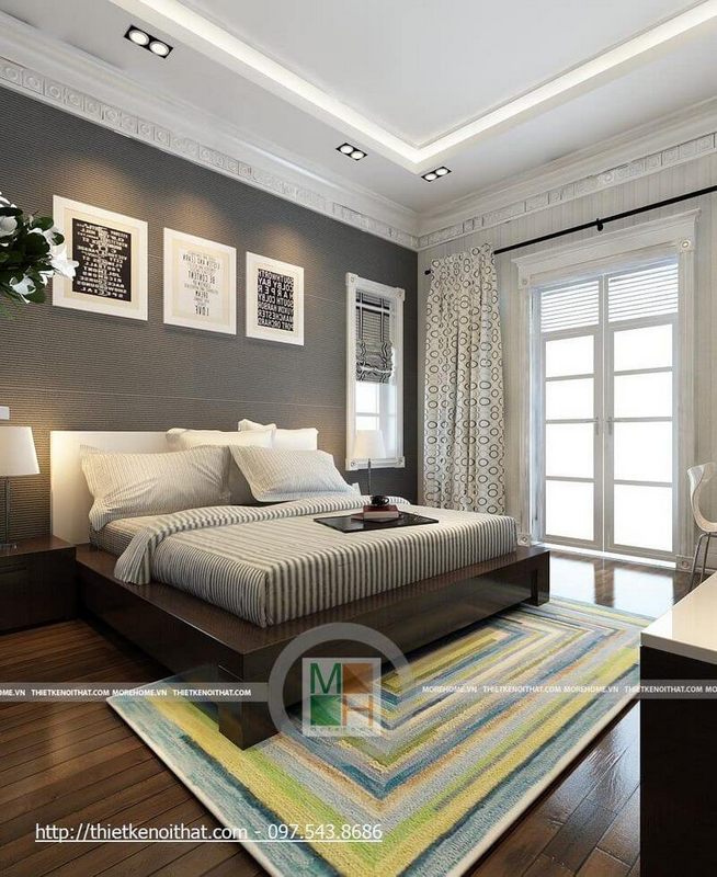 Mẫu giường ngủ gỗ tự nhiên hiện đại cho phòng ngủ