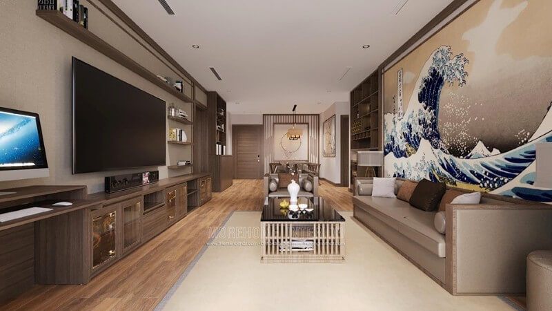 Nội thất phòng khách hiện đại và sang trọng được áp dụng trong các căn hộ chung cư.